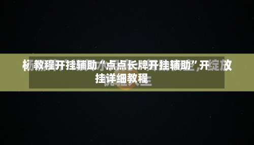 教程开挂辅助“点点长牌开挂辅助	”开挂详细教程-第1张图片