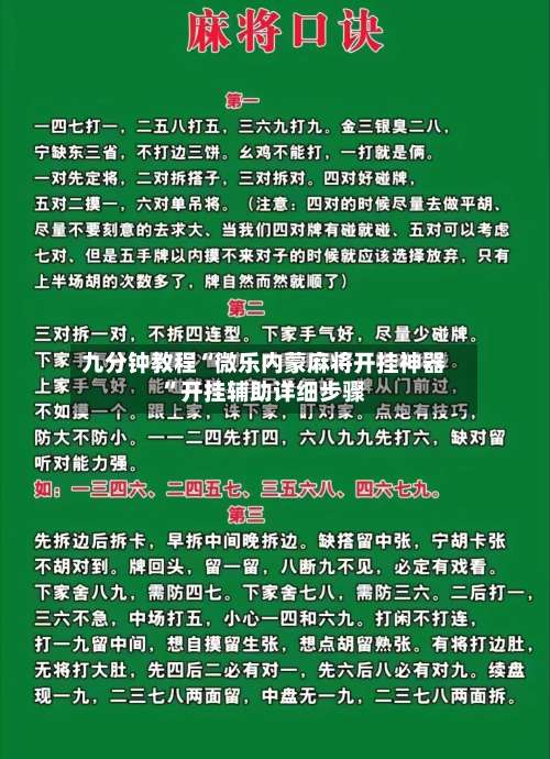 九分钟教程“微乐内蒙麻将开挂神器”开挂辅助详细步骤-第2张图片