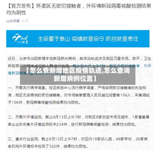 【怎么查新增地区疫情轨迹,怎么查询新增病例位置】-第3张图片